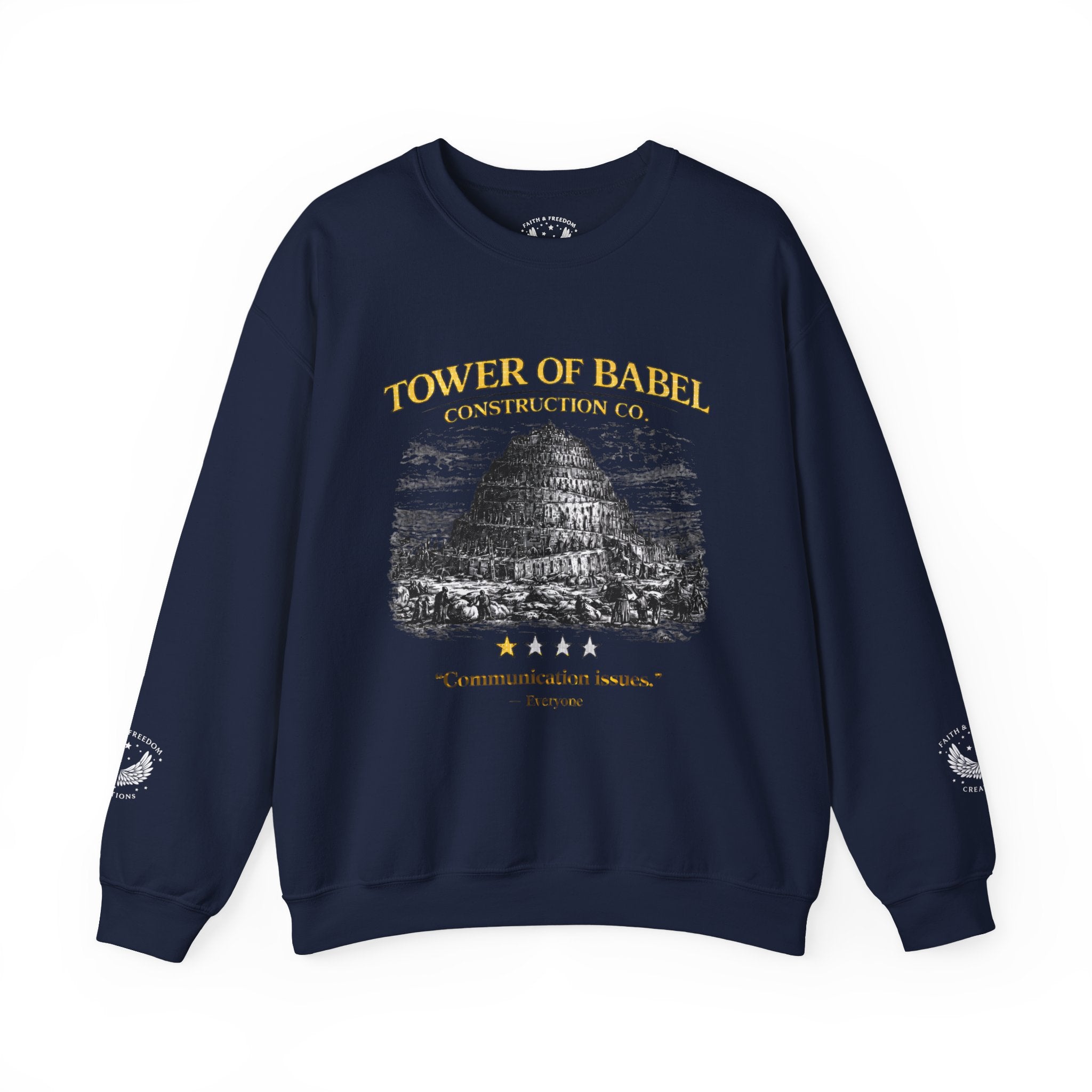 Tower of Babel Crewneck - Vintage Funny Review Graphic Sweatshirt