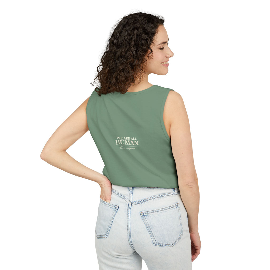 “Every Heart Beats the Same” Vintage Surf Tank Top – Garment-Dyed Coastal Unity Tank
