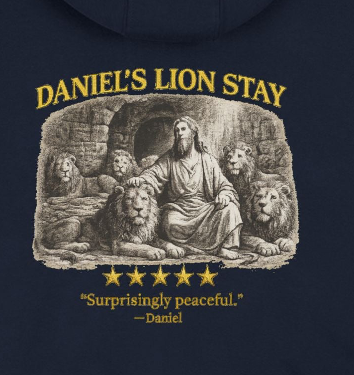 Daniel – Zip-Up Hoodie | “Lion Den Review” Graphic – Five-Star Faith Series