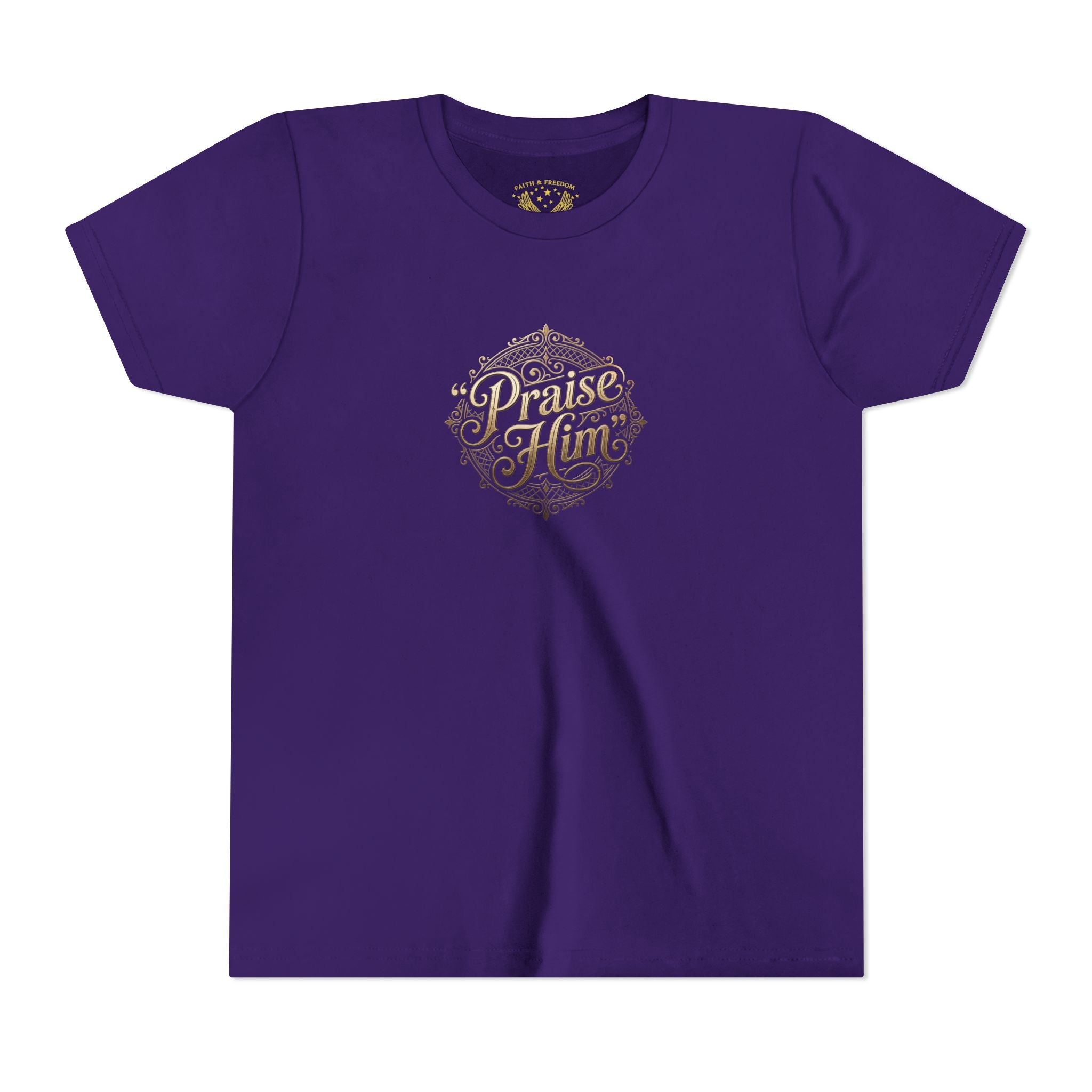 Praise Him Psalms 34:1 Youth T-Shirt | Christian Kids Faith Tee | Inspirational Youth Apparel