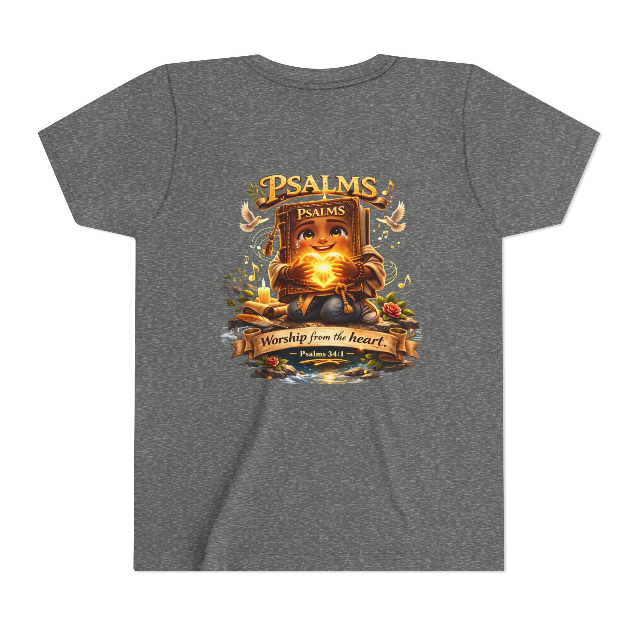 Praise Him Psalms 34:1 Youth T-Shirt | Christian Kids Faith Tee | Inspirational Youth Apparel