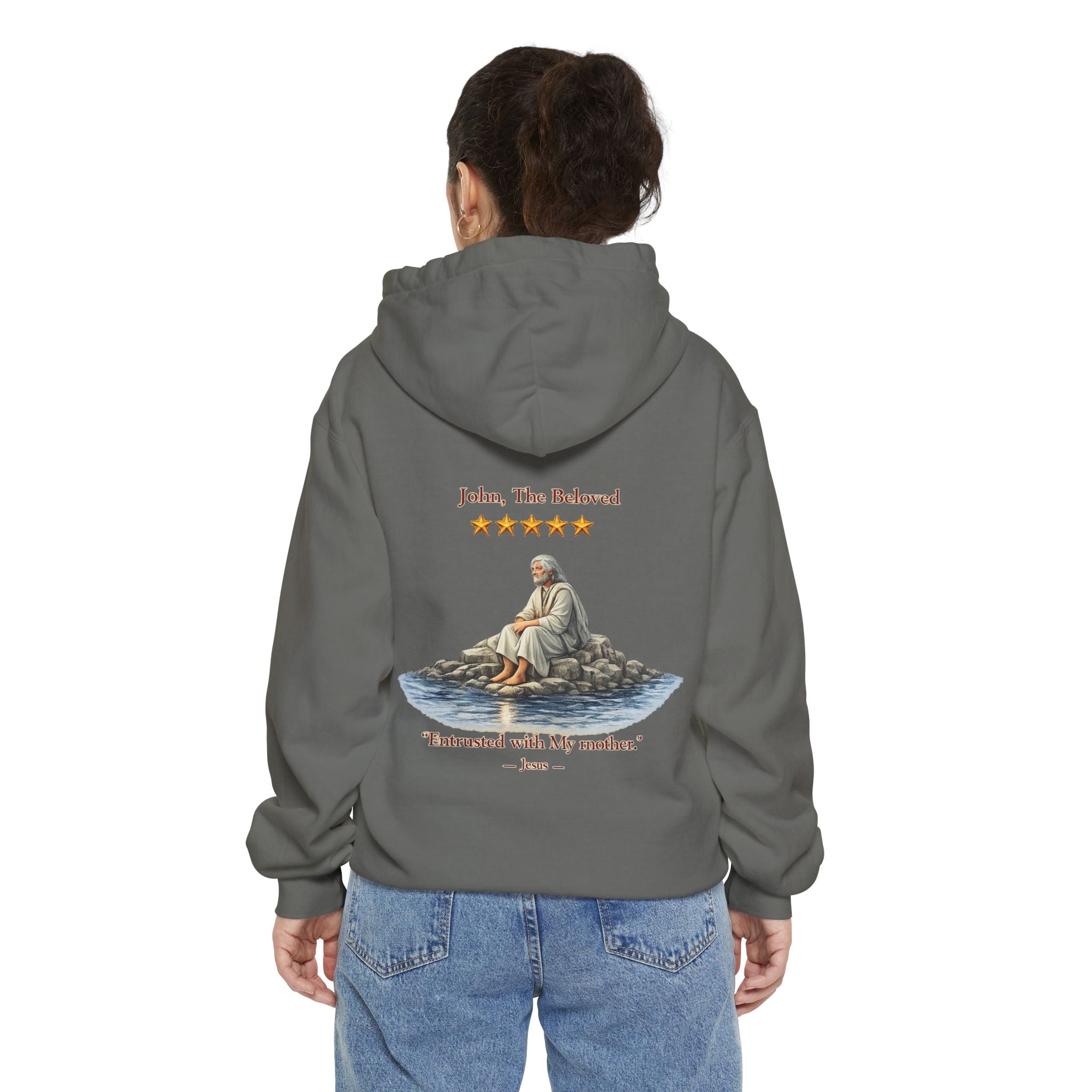 "John The Beloved Review, by Jesus"Hoodie — Illustrated Religious Graphic Pullover-⭐ Five-Star Faith Series⭐