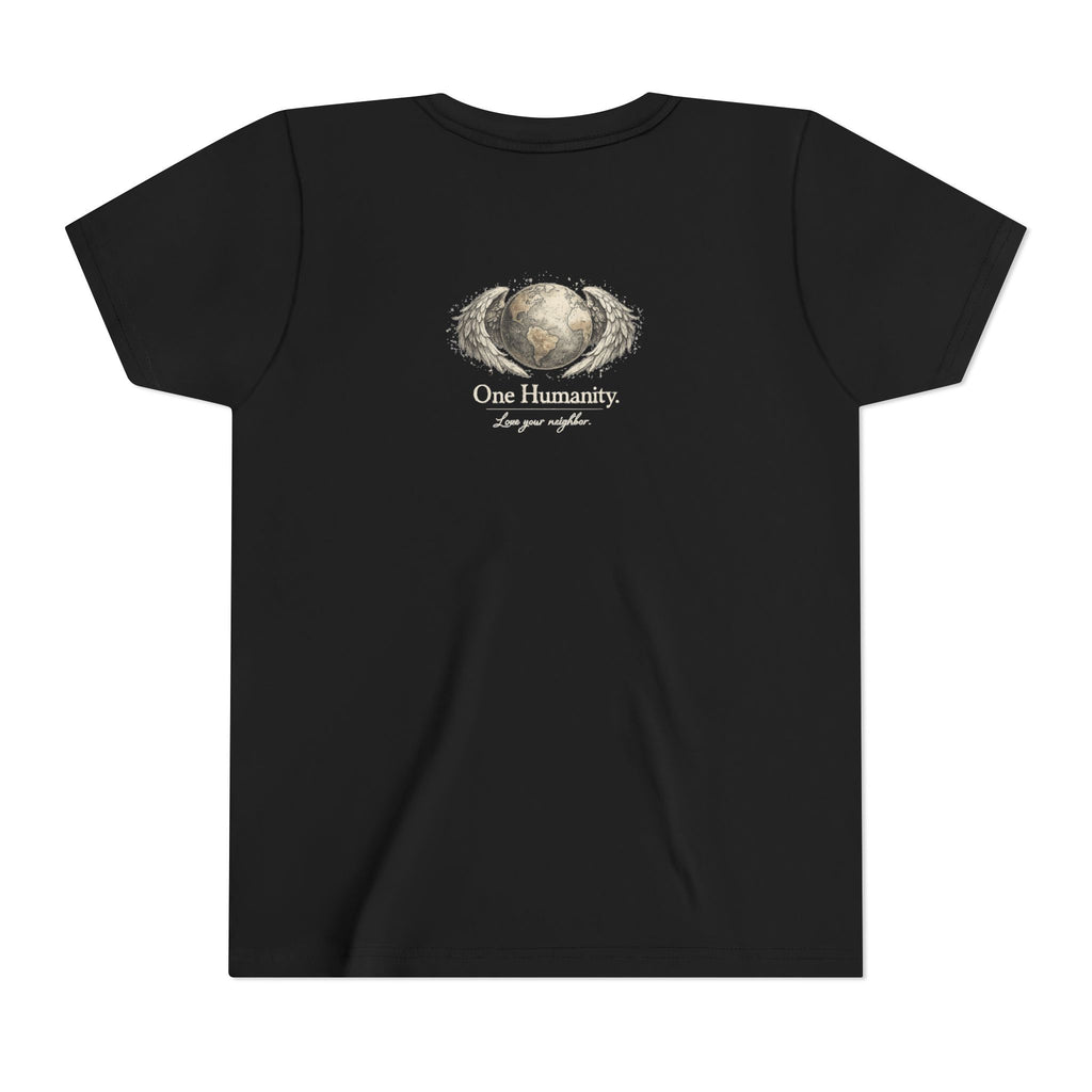 Youth “Quiet Kindness Changes Everything” Tee – Kids Inspirational T-Shirt with Earth & Friends Graphic