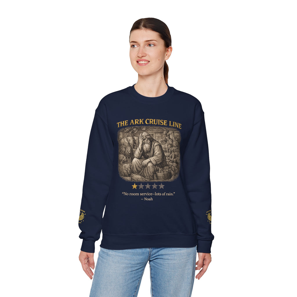 Noah – Crewneck Sweatshirt | “Ark Cruise Liner” Vintage Illustration – Five-Star Faith Series