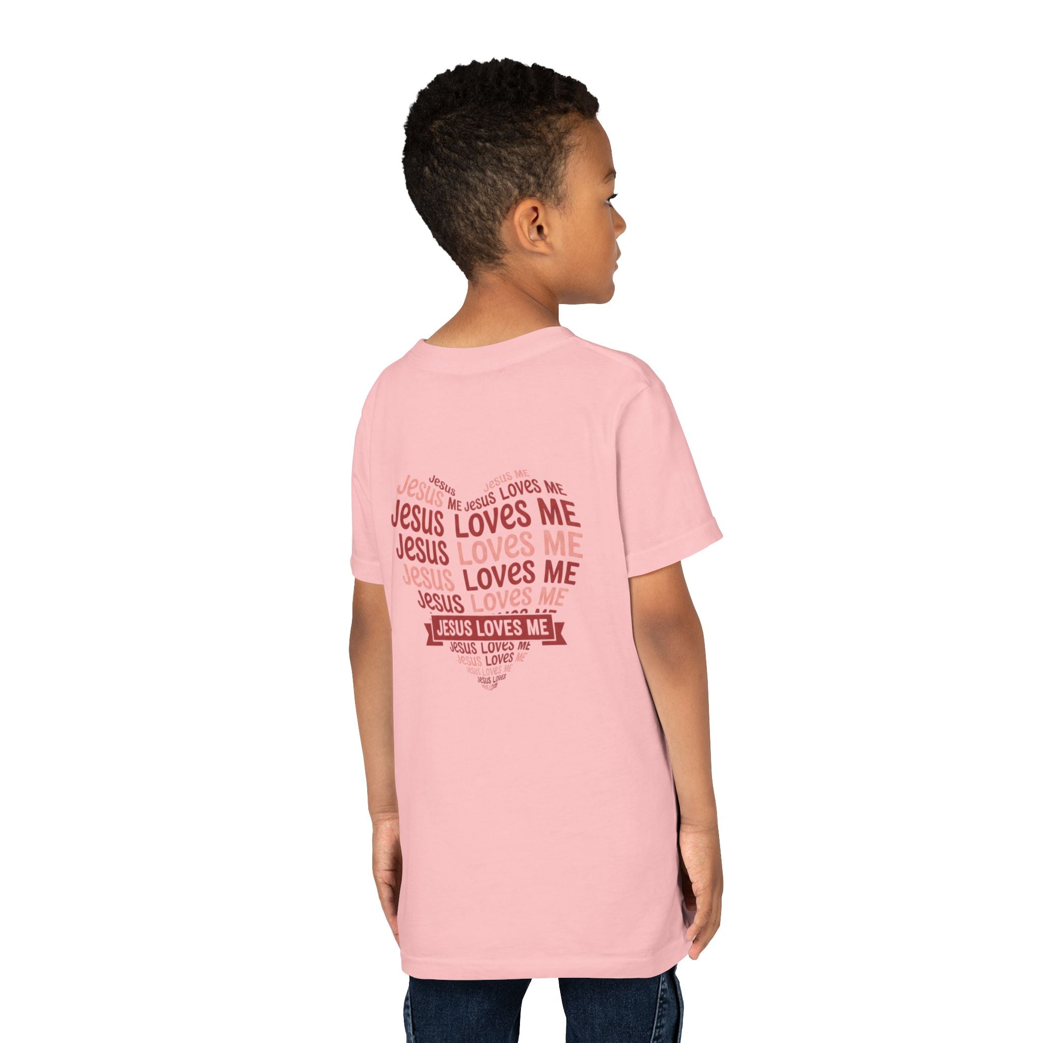Jesus Loves Me Youth T-Shirt – Heart Word Cloud Christian Kids Tee | Faith Inspired Youth Shirt