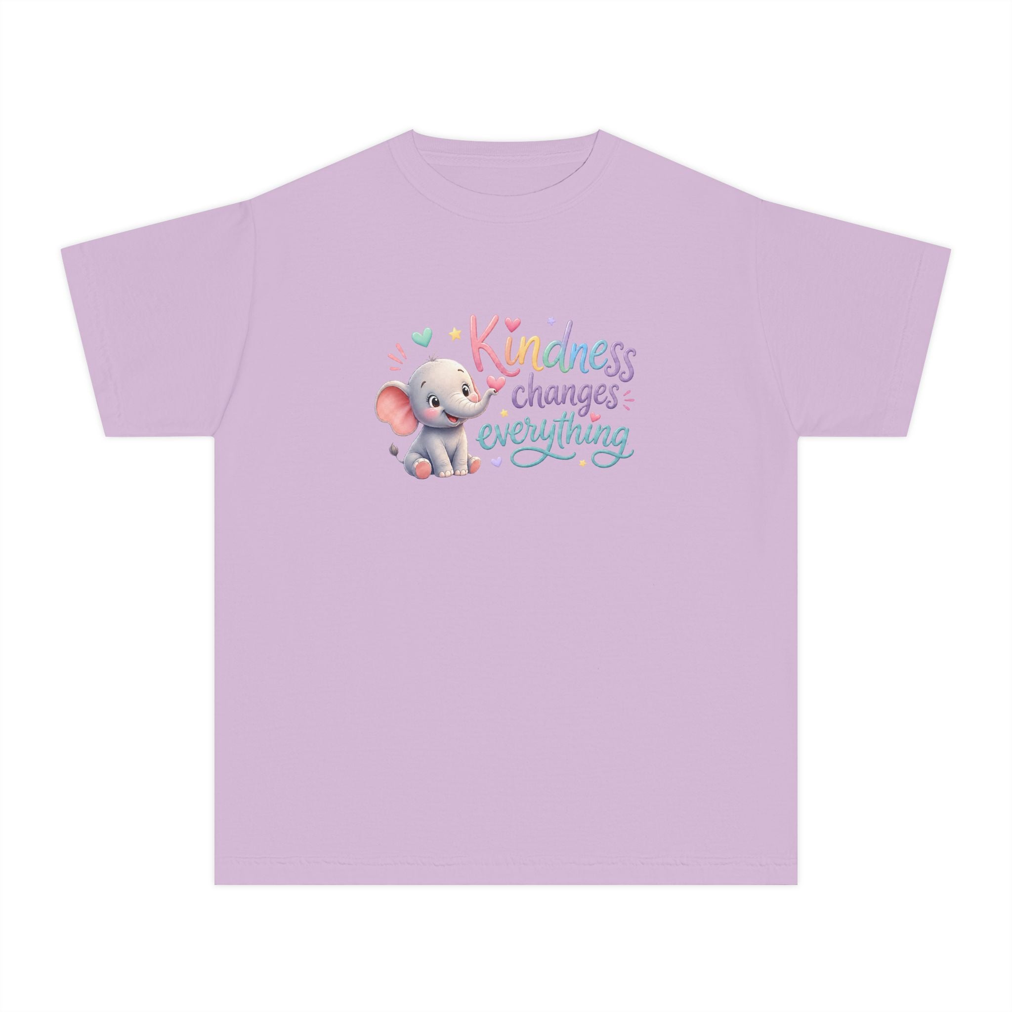 Youth Kindness Changes Everything Tee | Cute Elephant Kids Shirt | Inspirational Children’s Graphic T-Shirt
