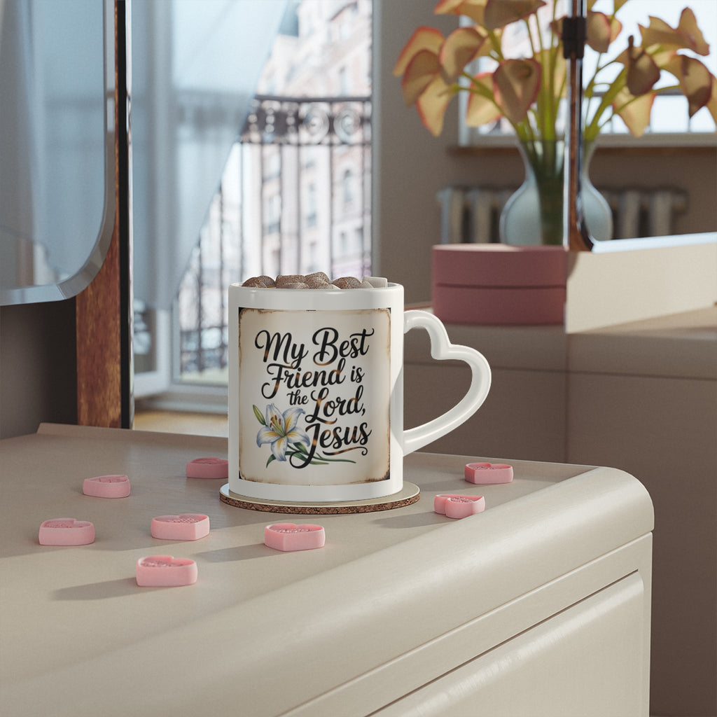 Heart Mug — "My Best Friend Is the Lord" Faith Coffee Cup