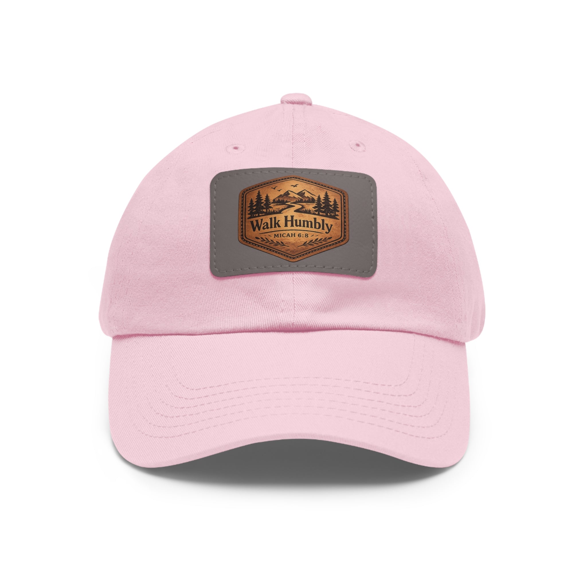 Walk Humbly Leather Patch Dad Hat | Micah 6:8 Christian Outdoor Cap | Faith Freedom Creations
