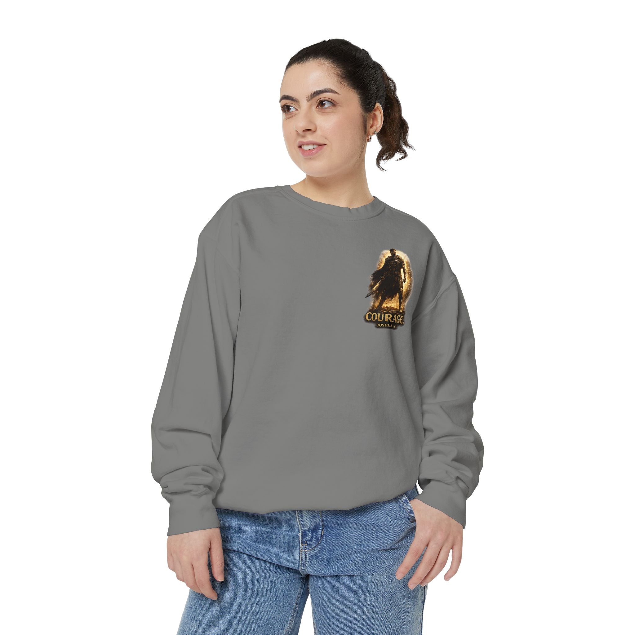 Joshua Courage Sweatshirt | Be Strong and Courageous Christian Crewneck | Inspirational Faith Apparel