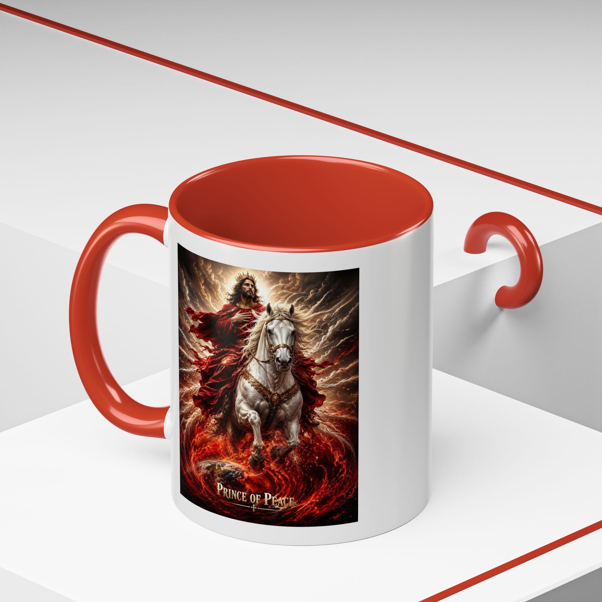 Prince of Peace Coffee Mug | Christian Jesus Rider Accent Mug | Inspirational Faith Gift
