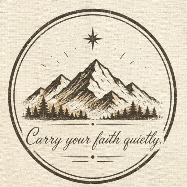 Carry Your Faith Quietly Tote Bag | Faith & Freedom Creations Canvas Tote | Mountain Faith Tote