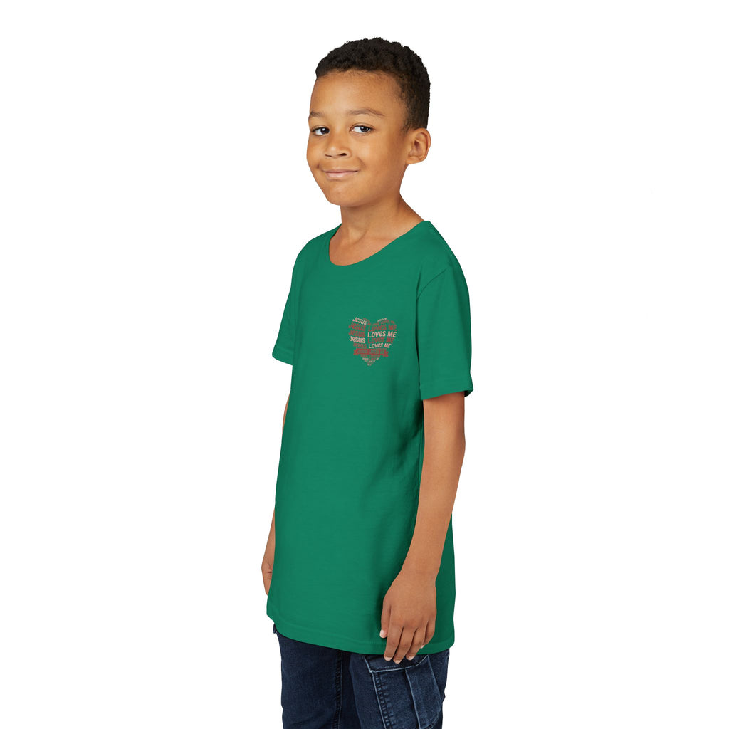Jesus Loves Me Youth T-Shirt – Heart Word Cloud Christian Kids Tee | Faith Inspired Youth Shirt