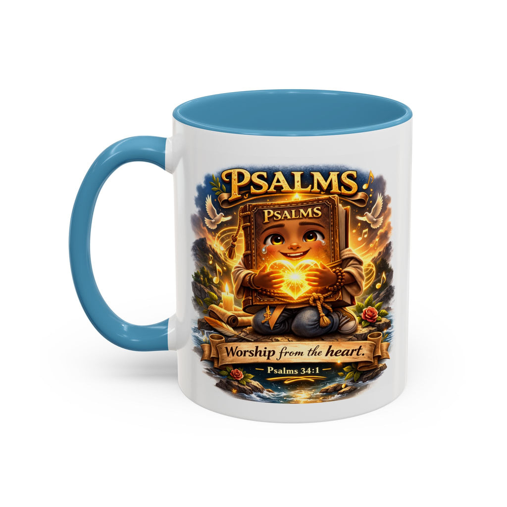 Psalms 34:1 Coffee Mug | Worship From the Heart Mug | Inspirational Christian Accent Mug