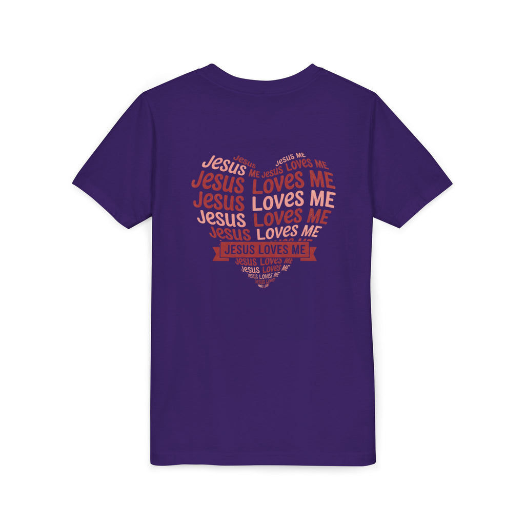 Jesus Loves Me Youth T-Shirt – Heart Word Cloud Christian Kids Tee | Faith Inspired Youth Shirt