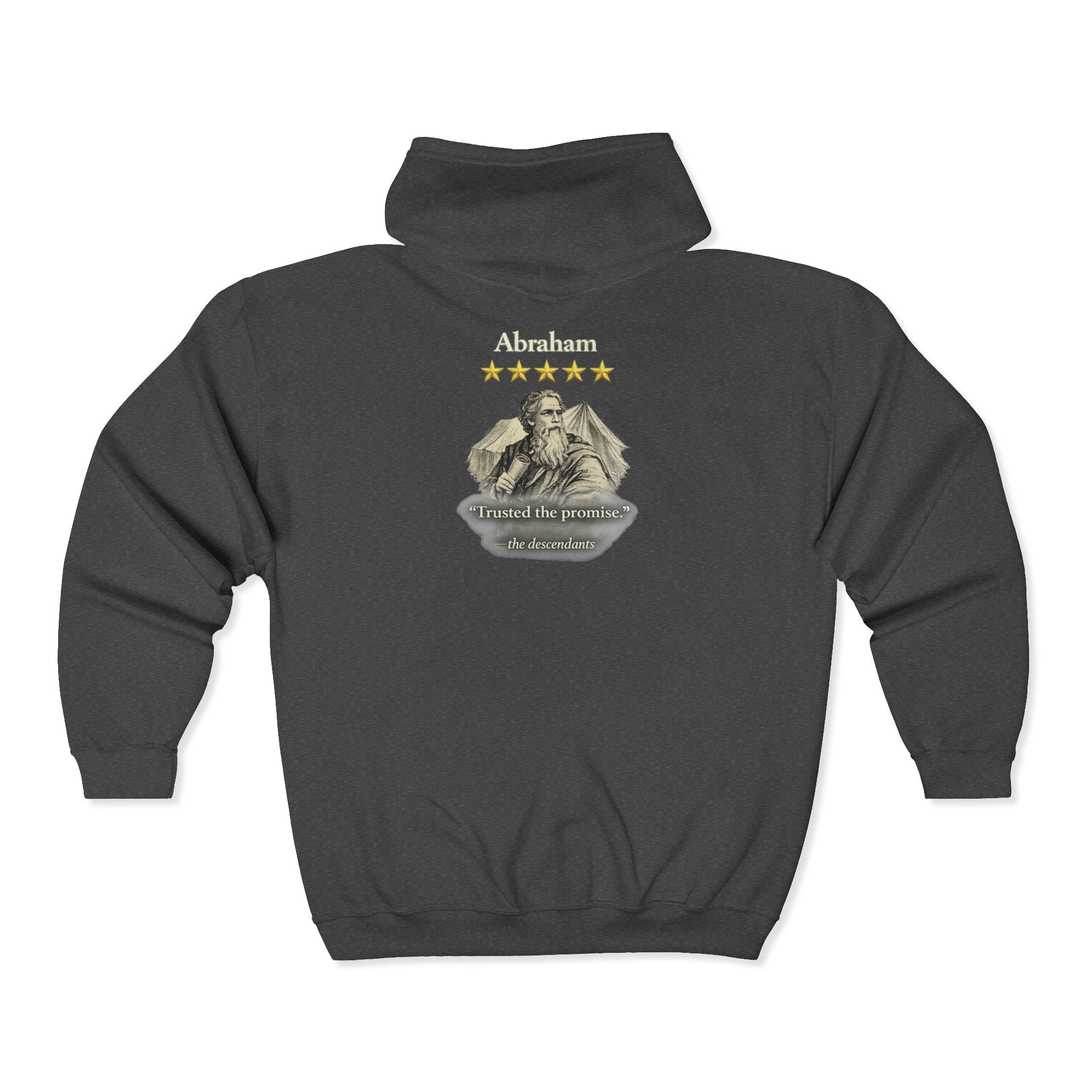 Abraham – Full-Zip Hoodie | “Trusted the Promise” Patriotic Faith Graphic – Five-Star Faith Series