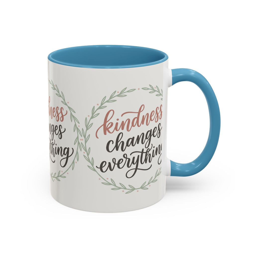 Kindness Changes Everything Accent Coffee Mug | Inspirational Ceramic Mug | Faith Freedom Creations