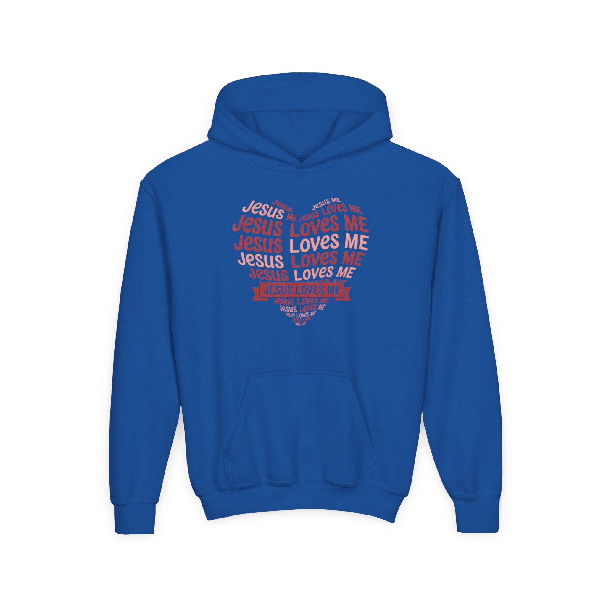 Jesus Loves Me Youth Hoodie – Heart Word Cloud Christian Kids Sweatshirt | Faith Inspired Kids Apparel