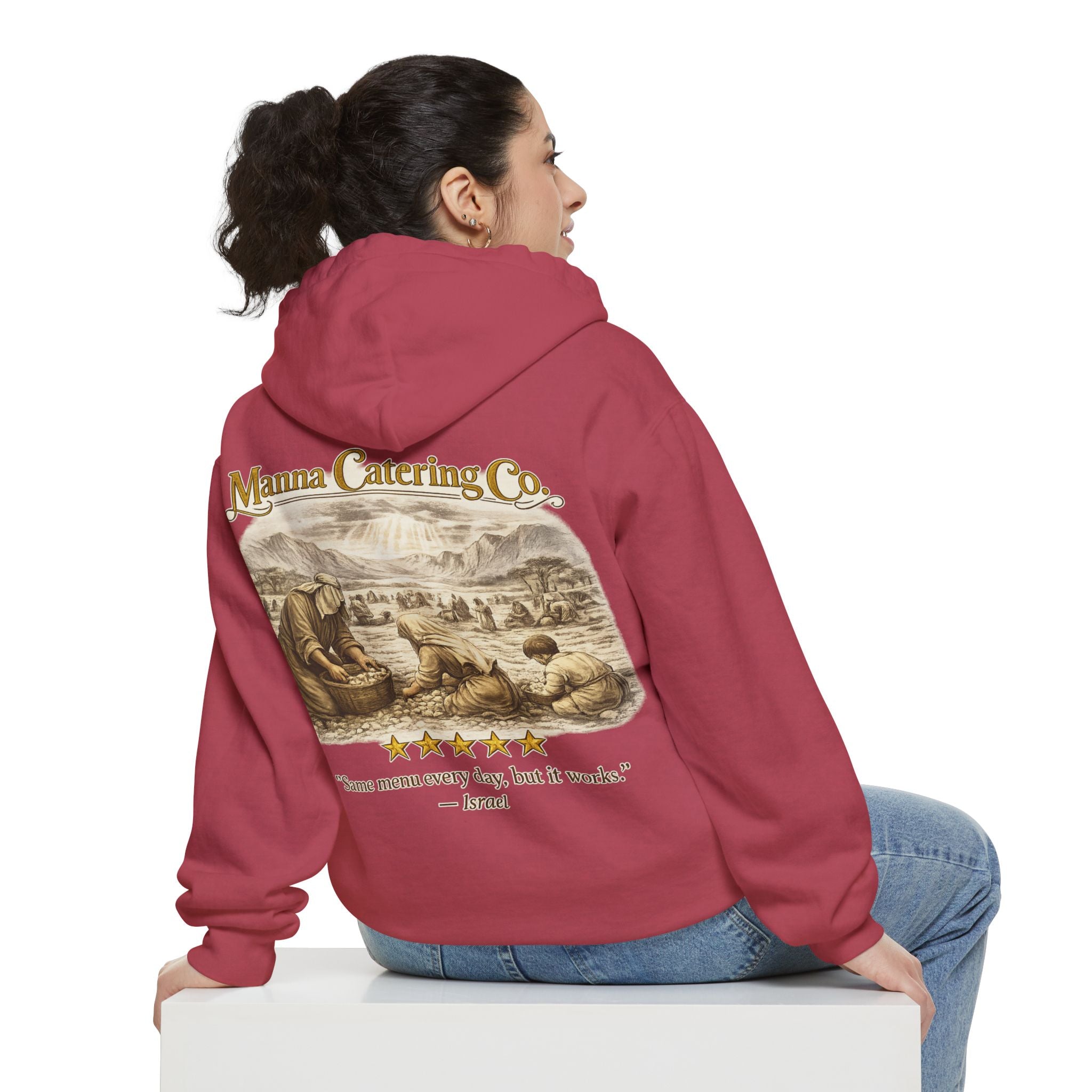Manna Catering Co. – Hoodie | “Manna Review” Vintage Graphic – Five-Star Faith Series