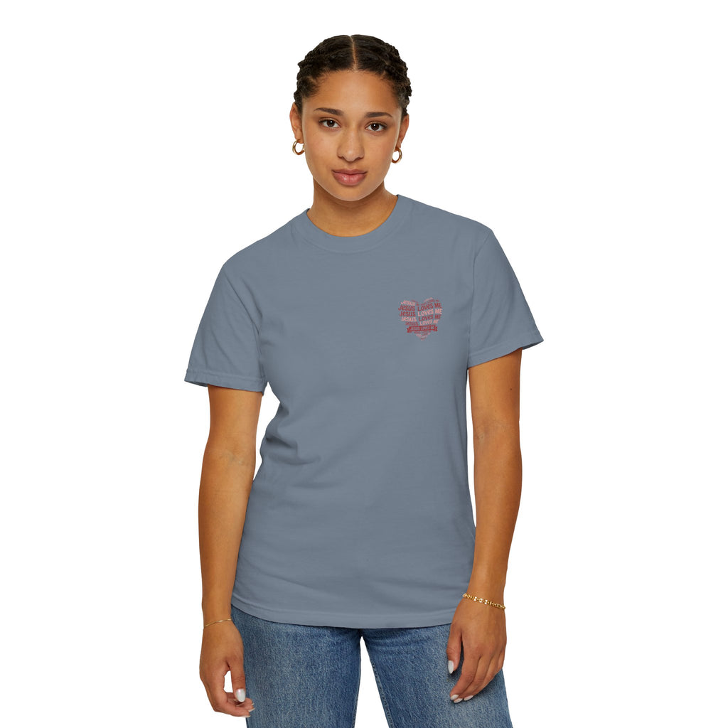 Jesus Loves Me Heart Garment-Dyed T-Shirt – Christian Faith Tee | Vintage Style Inspirational Shirt