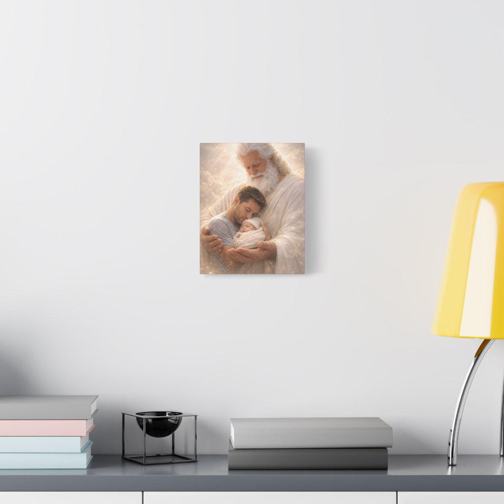 Safely in His Hands Canvas — 'Dad & Baby' Sleeping in God's Embrace Wall Art