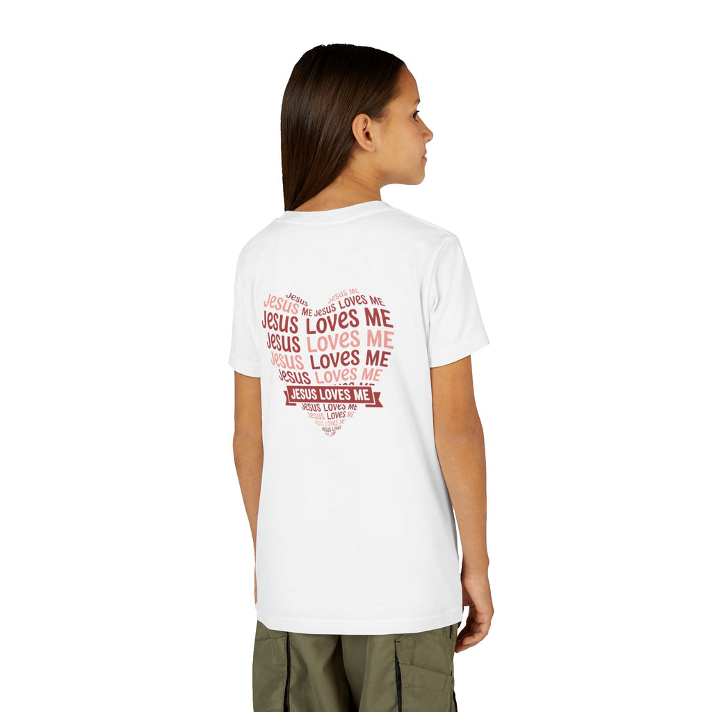 Jesus Loves Me Youth T-Shirt – Heart Word Cloud Christian Kids Tee | Faith Inspired Youth Shirt