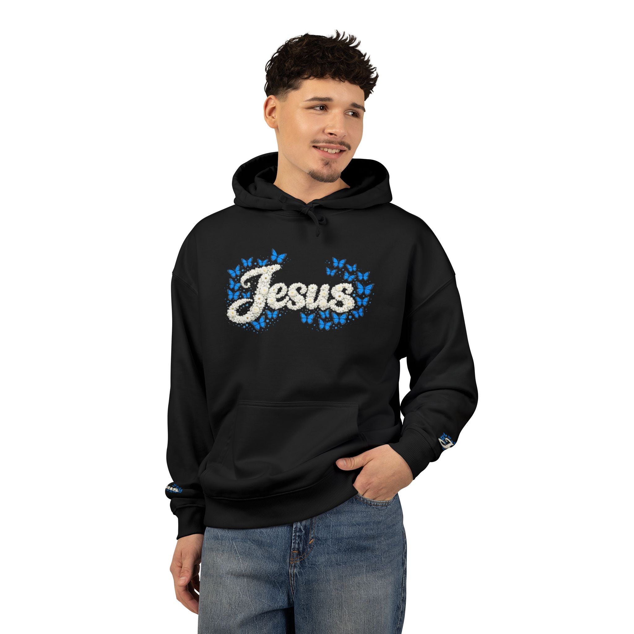 Jesus Floral Hoodie – Christian Faith Organic Pullover | Relaxed Fit Inspirational Hoodie