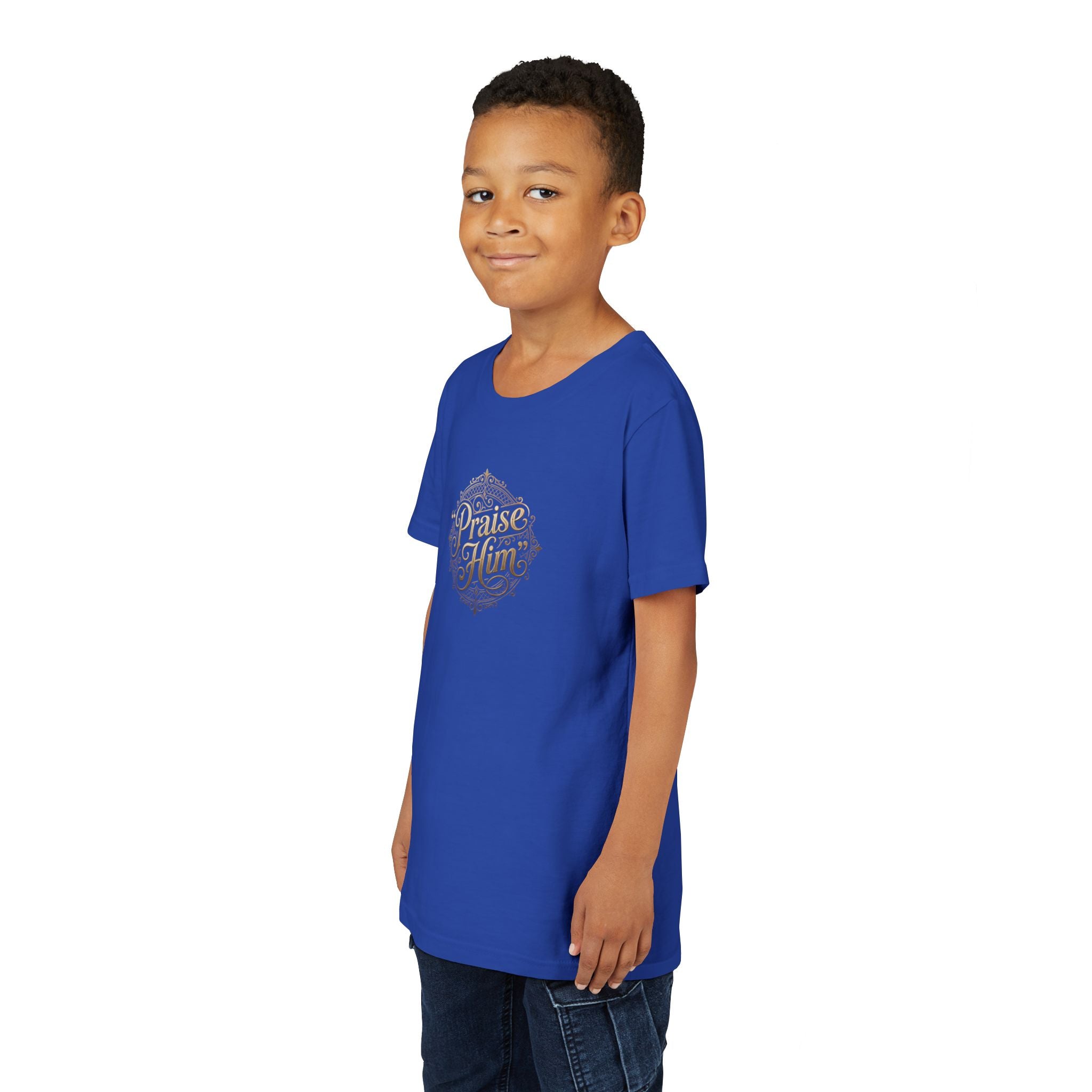 Praise Him Psalms 34:1 Youth T-Shirt | Christian Kids Faith Tee | Inspirational Youth Apparel
