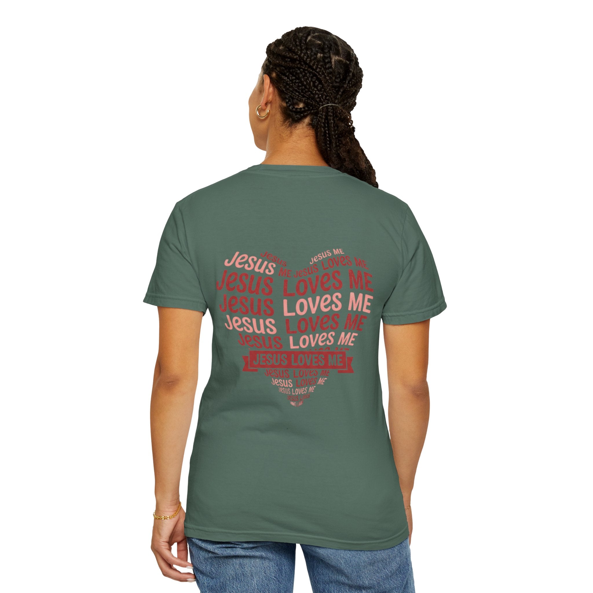 Jesus Loves Me Heart Garment-Dyed T-Shirt – Christian Faith Tee | Vintage Style Inspirational Shirt