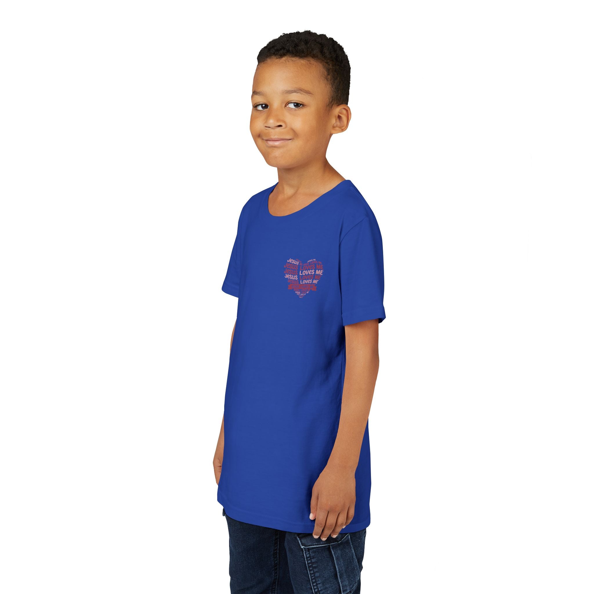 Jesus Loves Me Youth T-Shirt – Heart Word Cloud Christian Kids Tee | Faith Inspired Youth Shirt