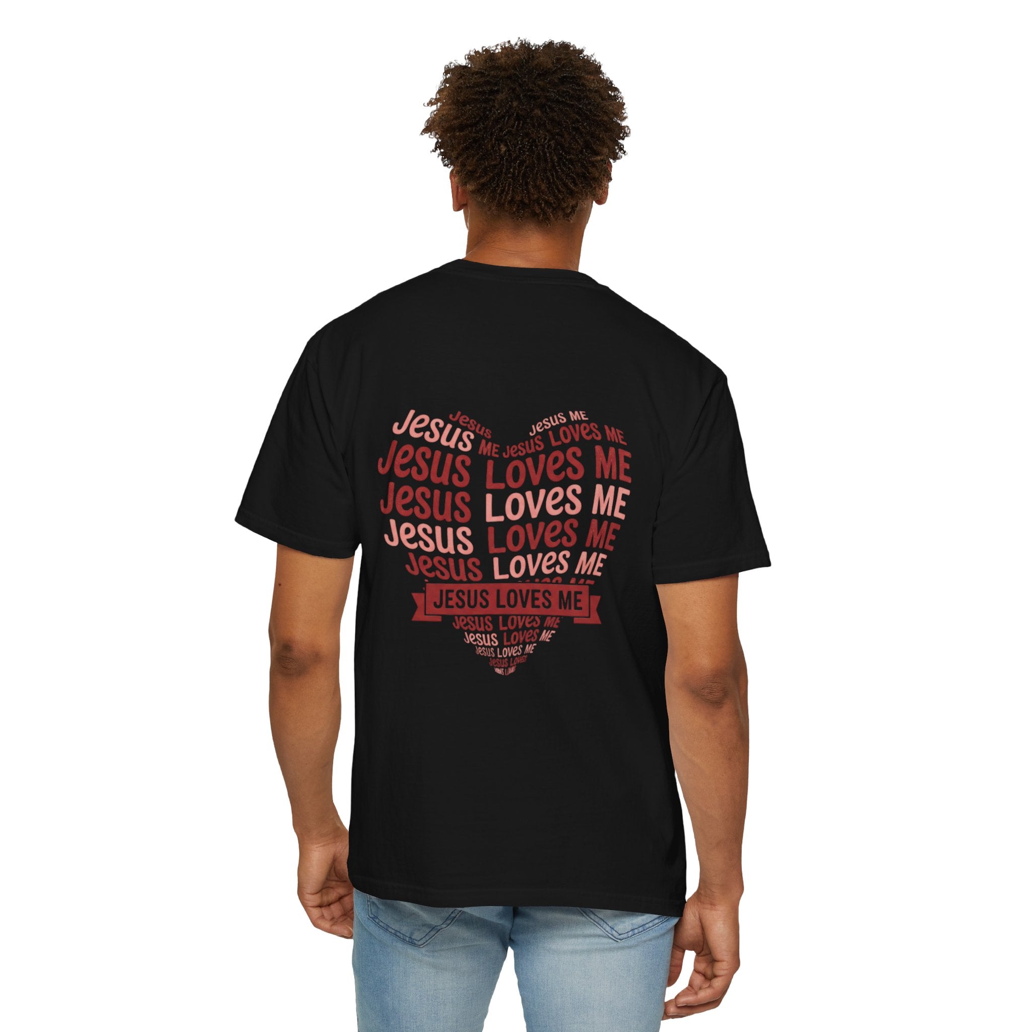 Jesus Loves Me Heart Garment-Dyed T-Shirt – Christian Faith Tee | Vintage Style Inspirational Shirt