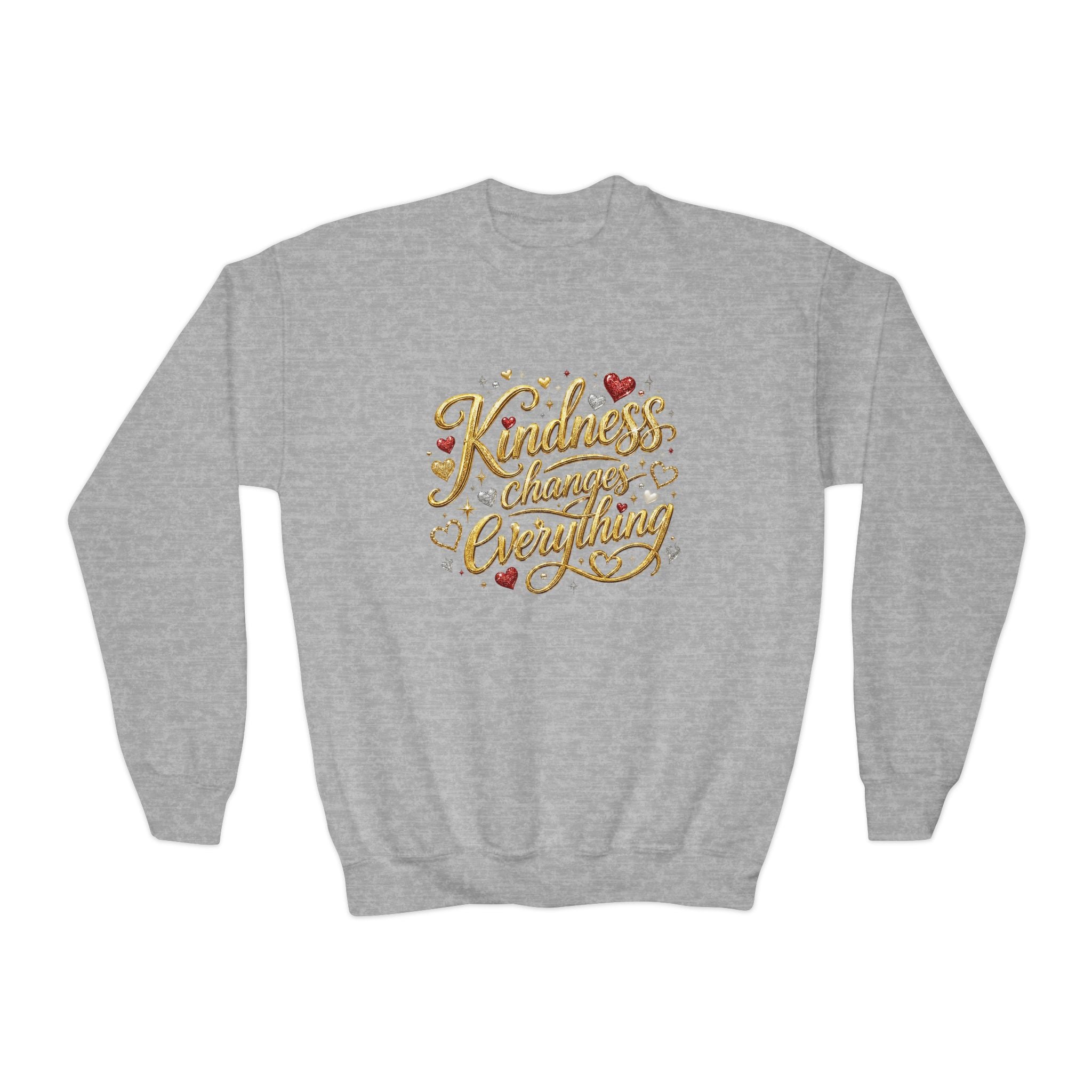 Kindness Changes Everything Youth Crewneck Sweatshirt – Inspirational Kids Pullove