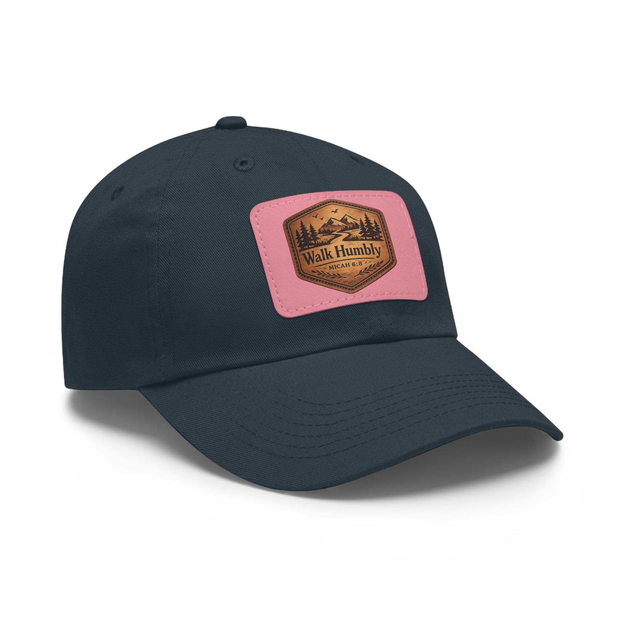 Walk Humbly Leather Patch Dad Hat | Micah 6:8 Christian Outdoor Cap | Faith Freedom Creations