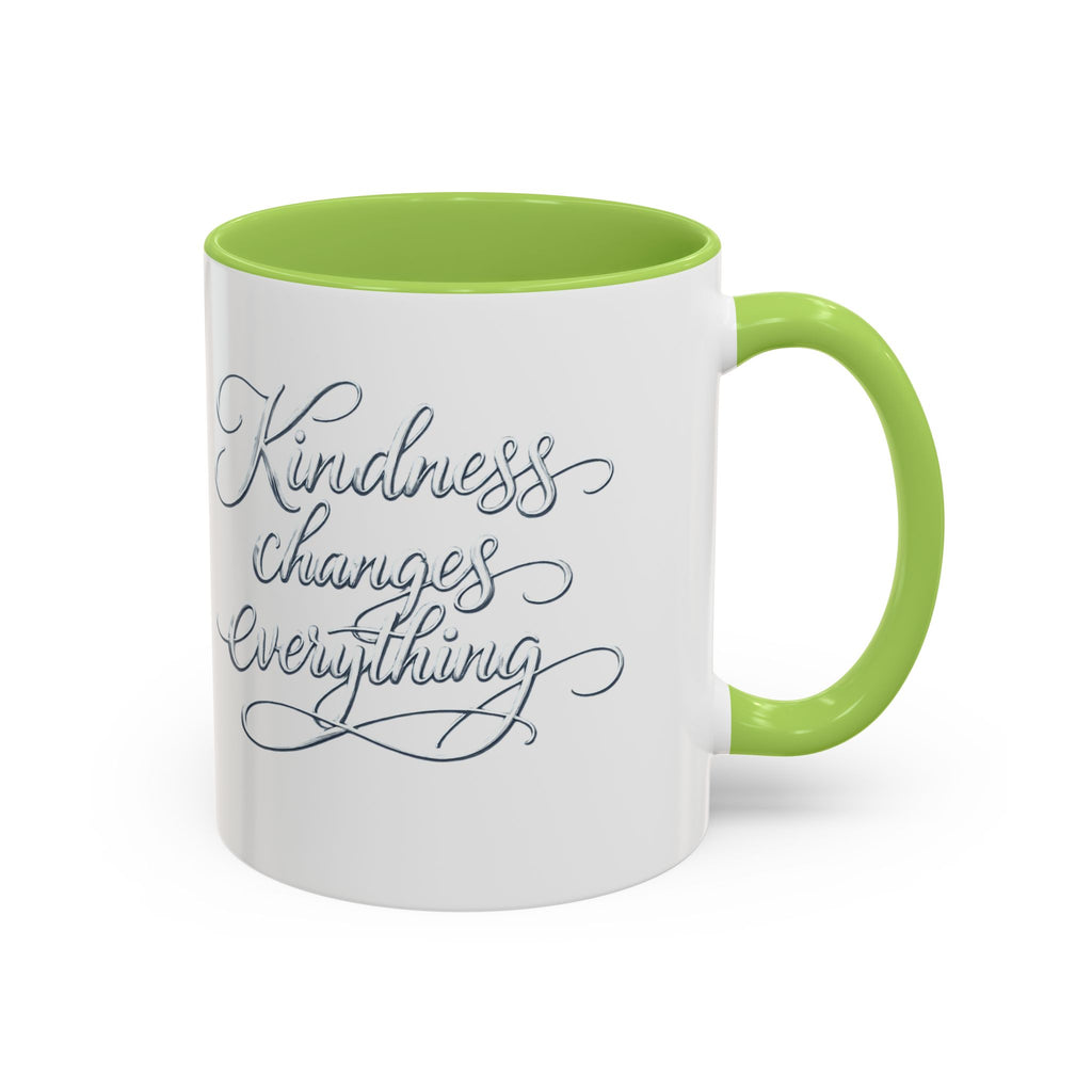 Silver-Kindness Changes Everything Accent Coffee Mug | Inspirational Ceramic Mug | Faith Freedom Creations