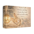 Sleeping Bunny Canvas — Psalm 4:8 Nursery Wall Art | Christian Baby Room Decor