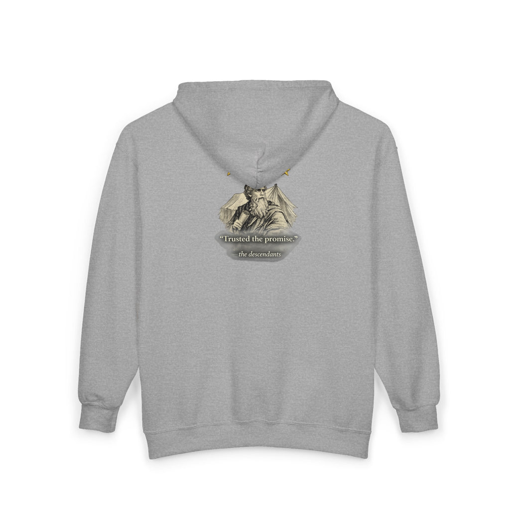 Abraham – Full-Zip Hoodie | “Trusted the Promise” Patriotic Faith Graphic – Five-Star Faith Series
