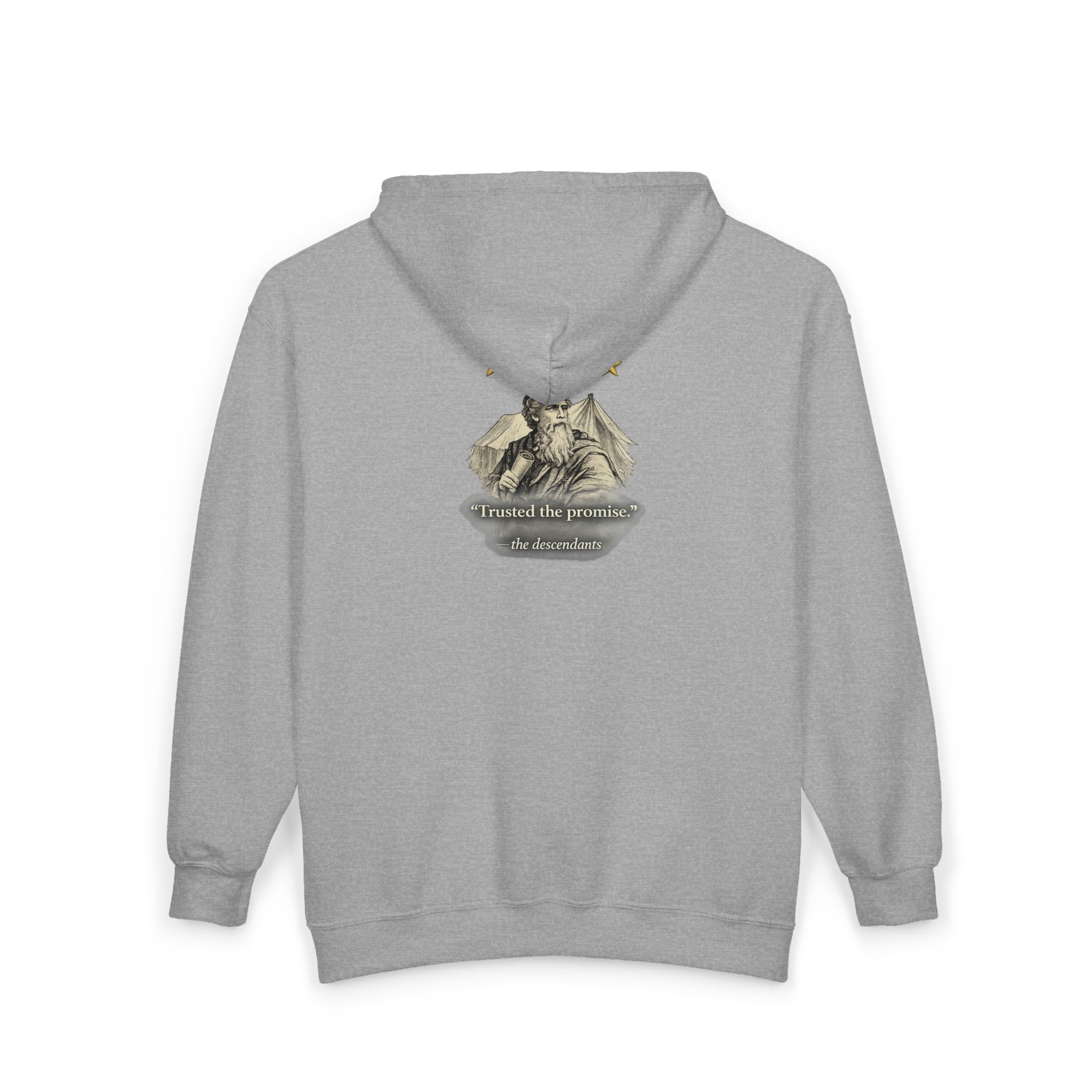 Abraham – Full-Zip Hoodie | “Trusted the Promise” Patriotic Faith Graphic – Five-Star Faith Series