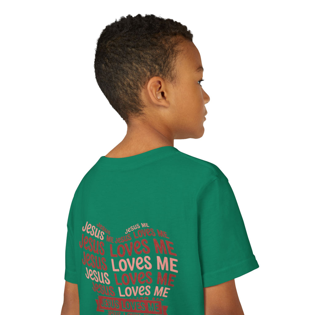 Jesus Loves Me Youth T-Shirt – Heart Word Cloud Christian Kids Tee | Faith Inspired Youth Shirt