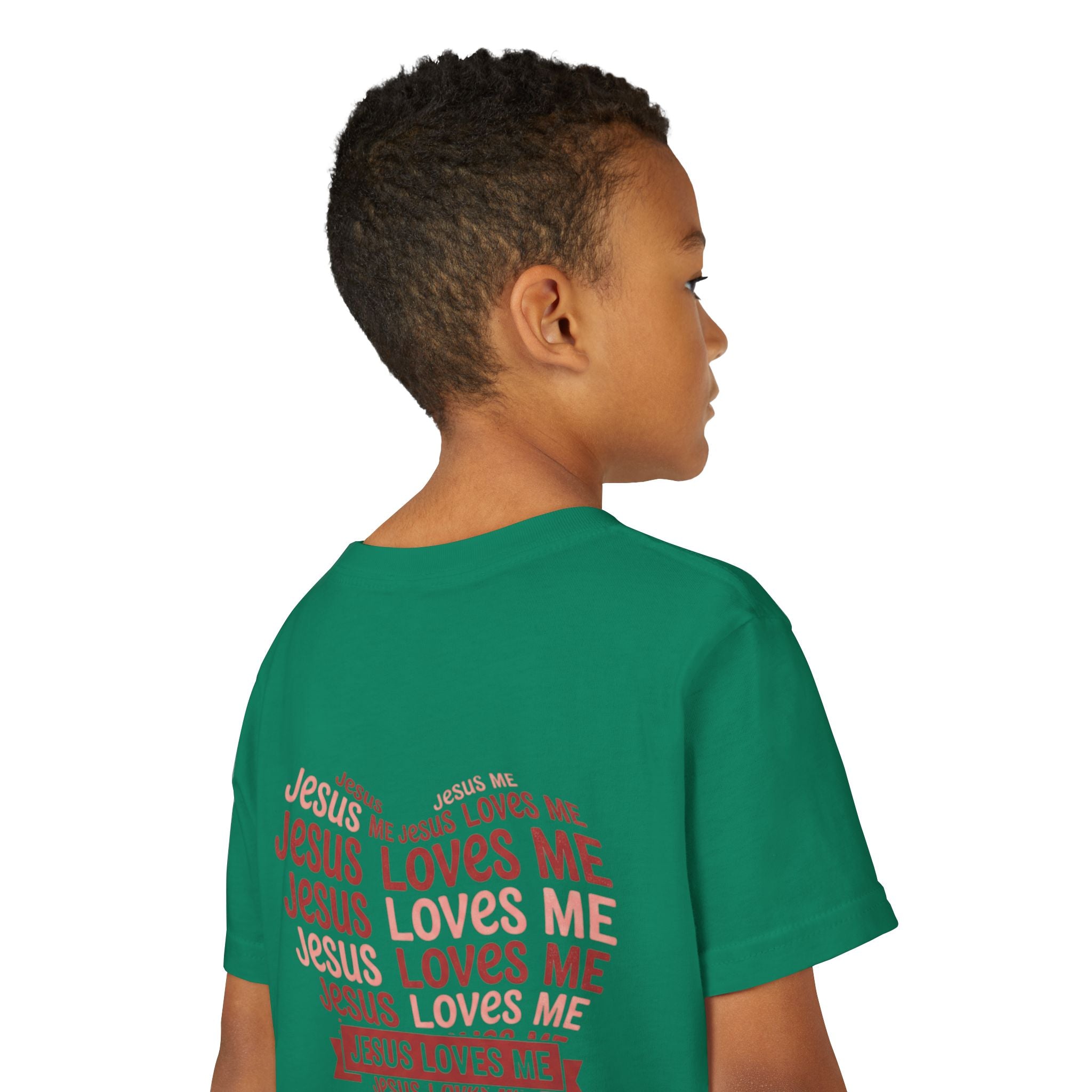 Jesus Loves Me Youth T-Shirt – Heart Word Cloud Christian Kids Tee | Faith Inspired Youth Shirt