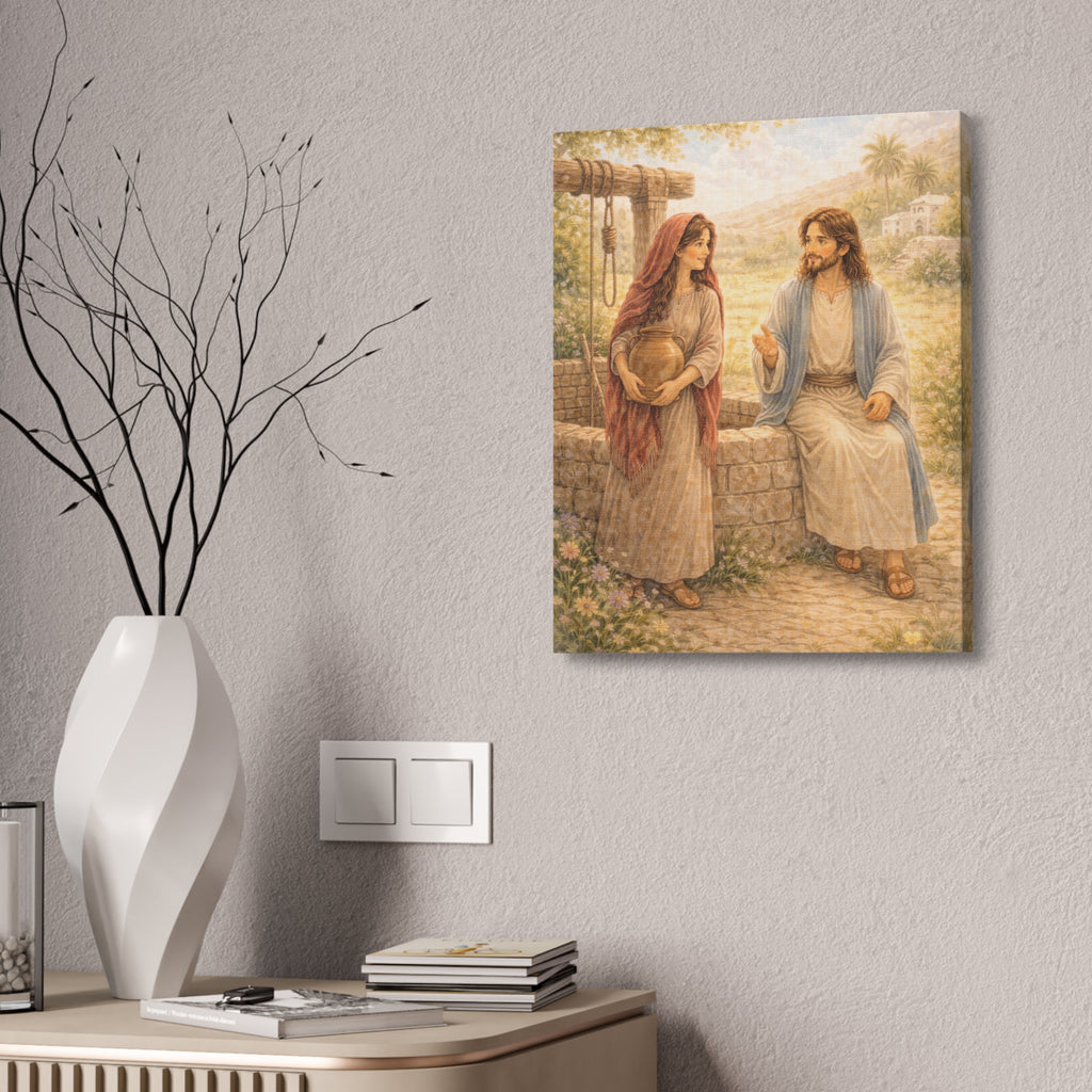 Jesus Knows Our Hearts Canvas — Living Water (John 4:14) Wall Art