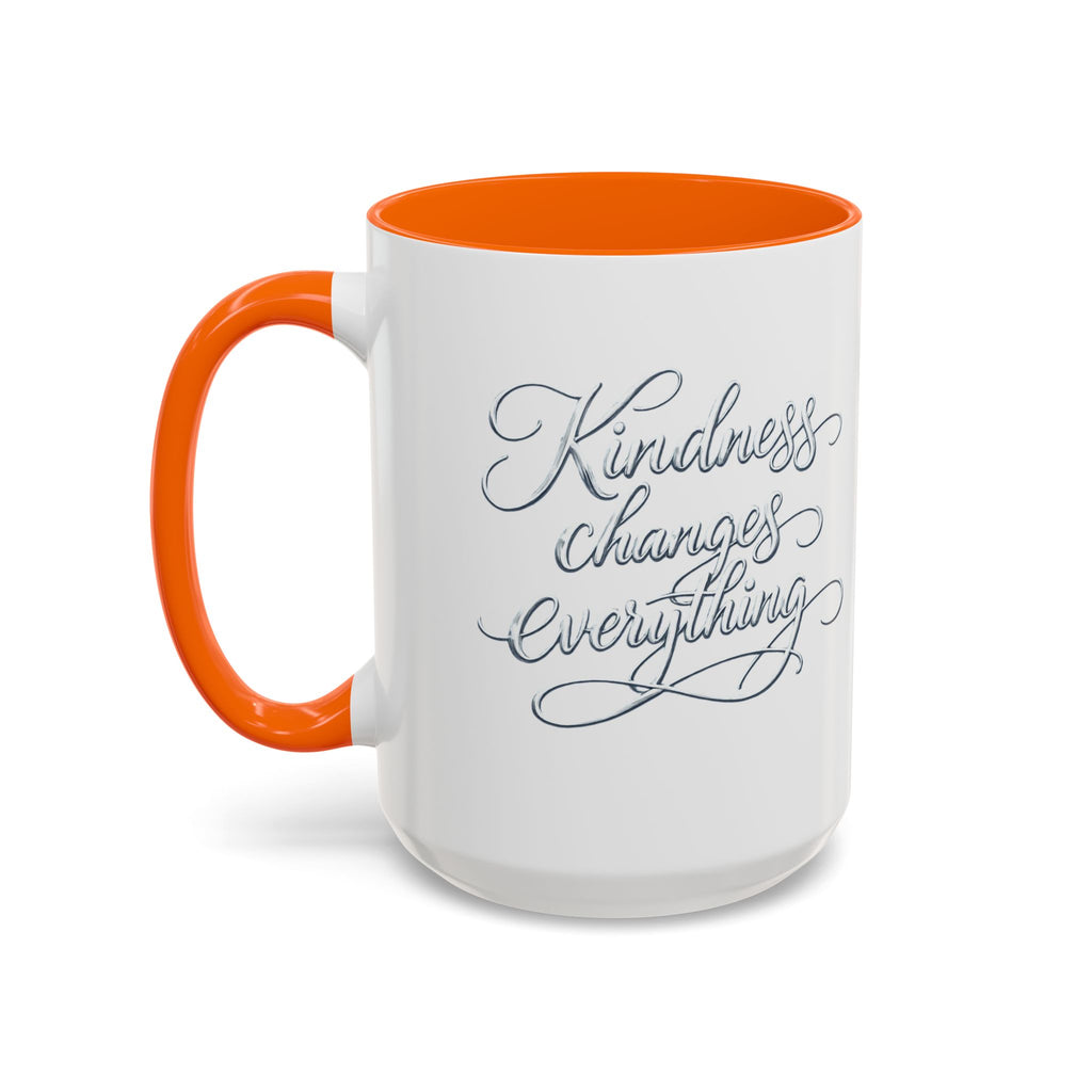 Silver-Kindness Changes Everything Accent Coffee Mug | Inspirational Ceramic Mug | Faith Freedom Creations