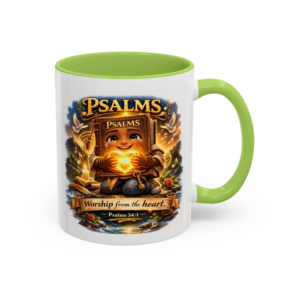 Psalms 34:1 Coffee Mug | Worship From the Heart Mug | Inspirational Christian Accent Mug