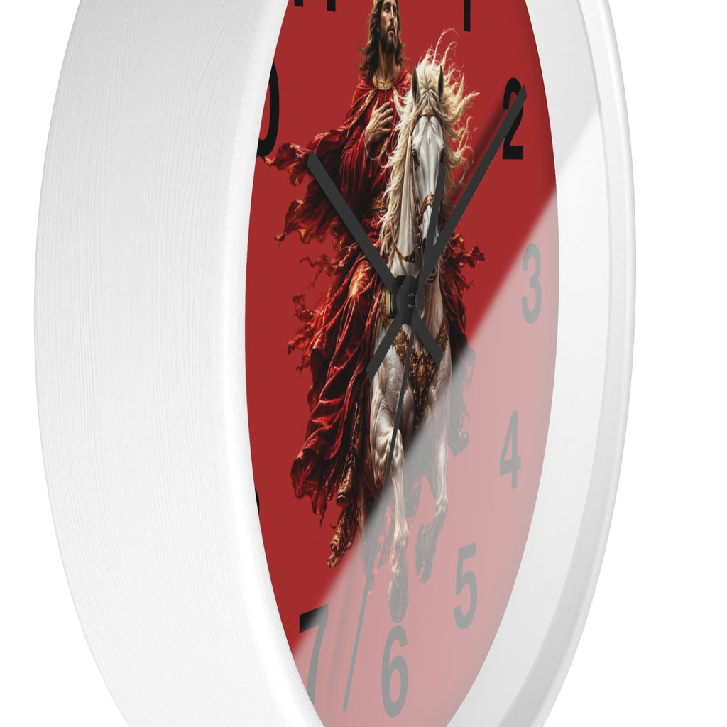 Jesus on White Horse Wall Clock | Christian Biblical Home Decor | Faith Inspired Silent Wall Clock