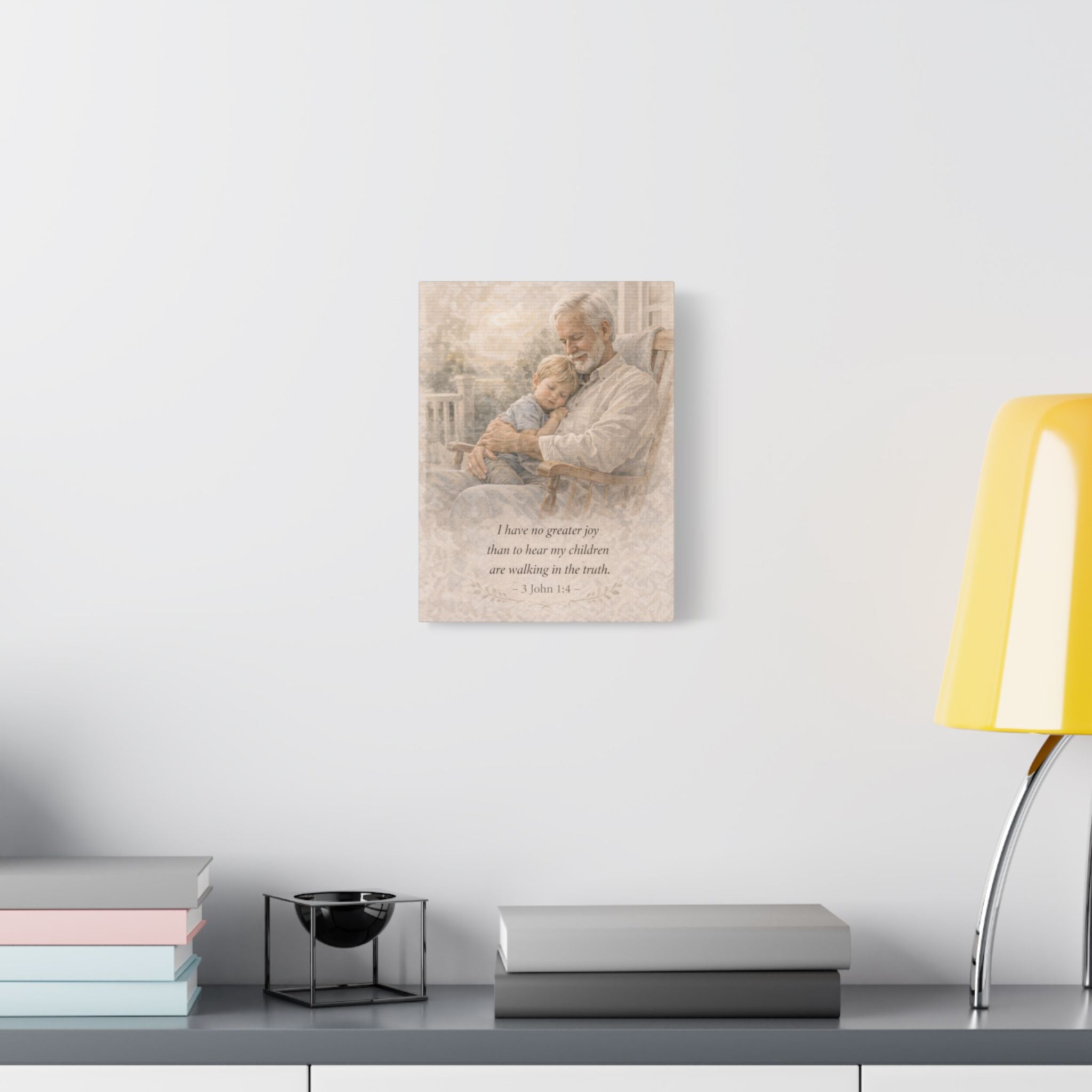 Grandfather and Grandson Canvas Print – 3 John 1:4 Scripture Wall Art | Faith Inspired Family Artwork