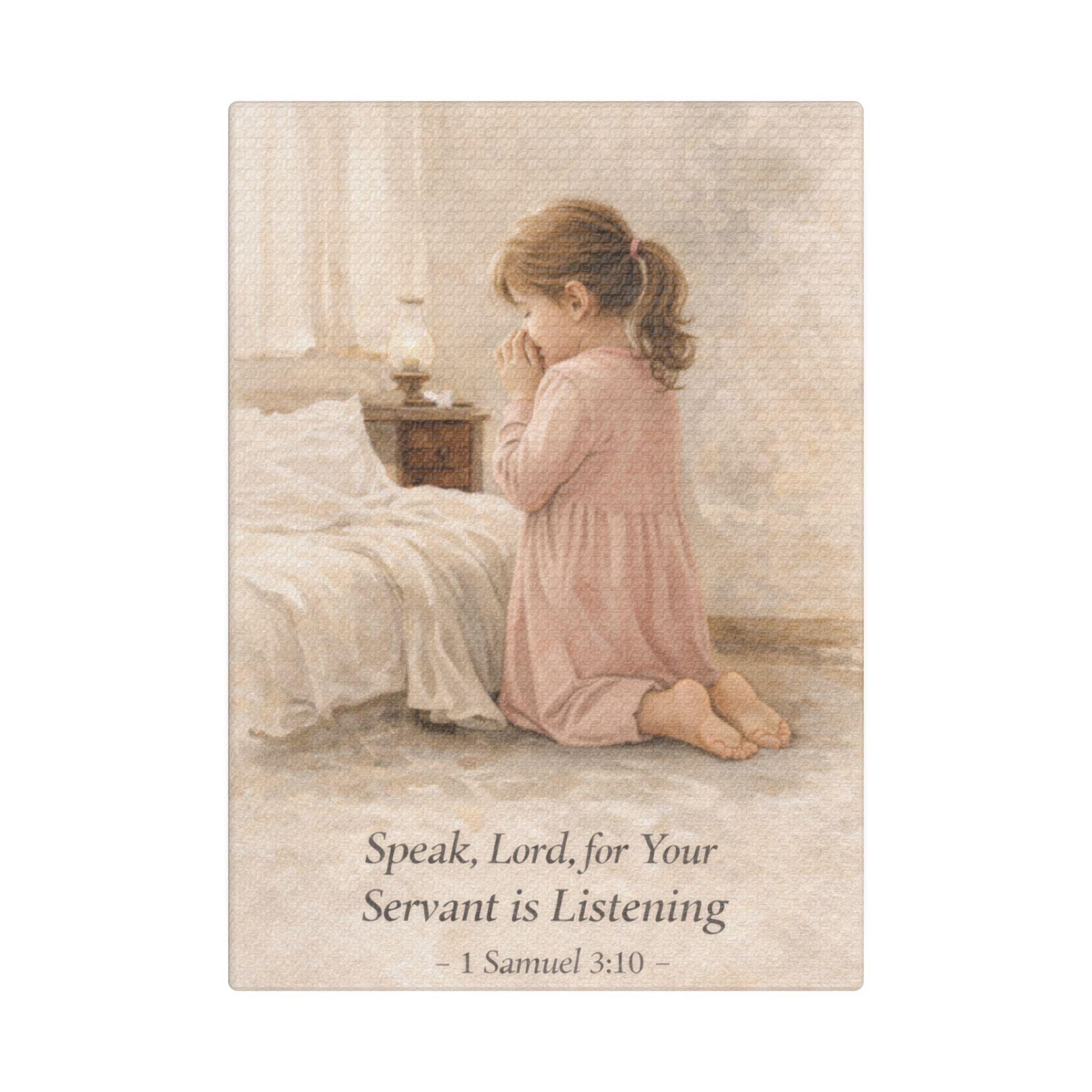 Speak, Lord Canvas — Prayerful Girl, 1 Samuel 3:10 Christian Art