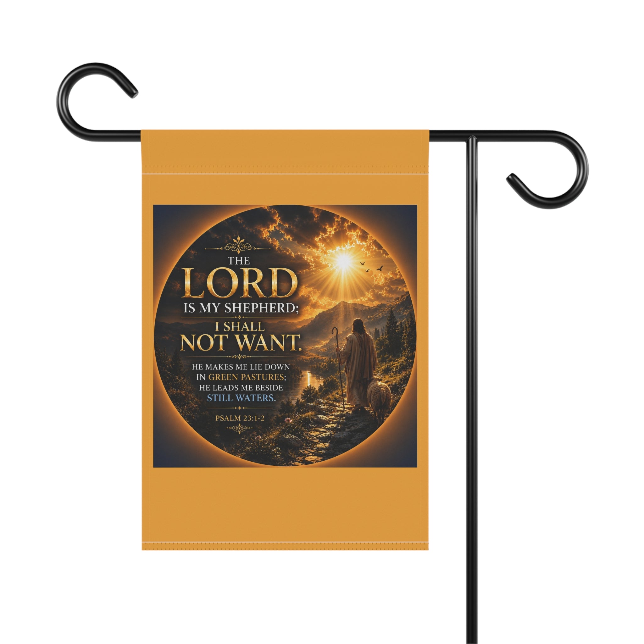 Psalm 23 Garden Flag | The Lord Is My Shepherd Outdoor Banner | Inspirational Christian Garden Decor