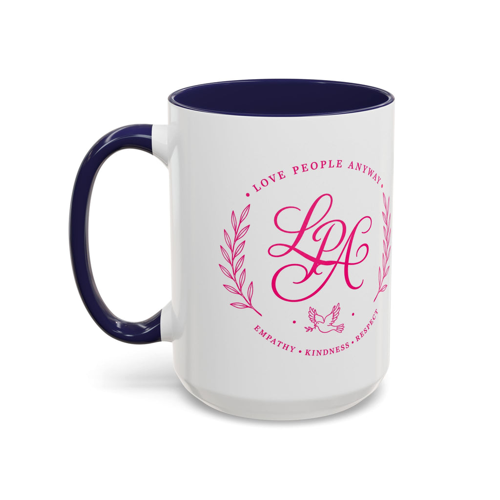 Love People Anyway Coffee Mug | Inspirational Pink Monogram Mug | Faith Freedom Creations