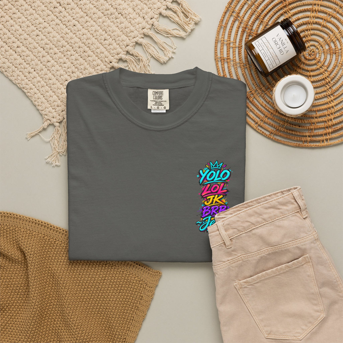 YOLO LOL JK BRB Jesus T-Shirt | Neon Christian Graffiti Comfort Colors Tee| Unisex
