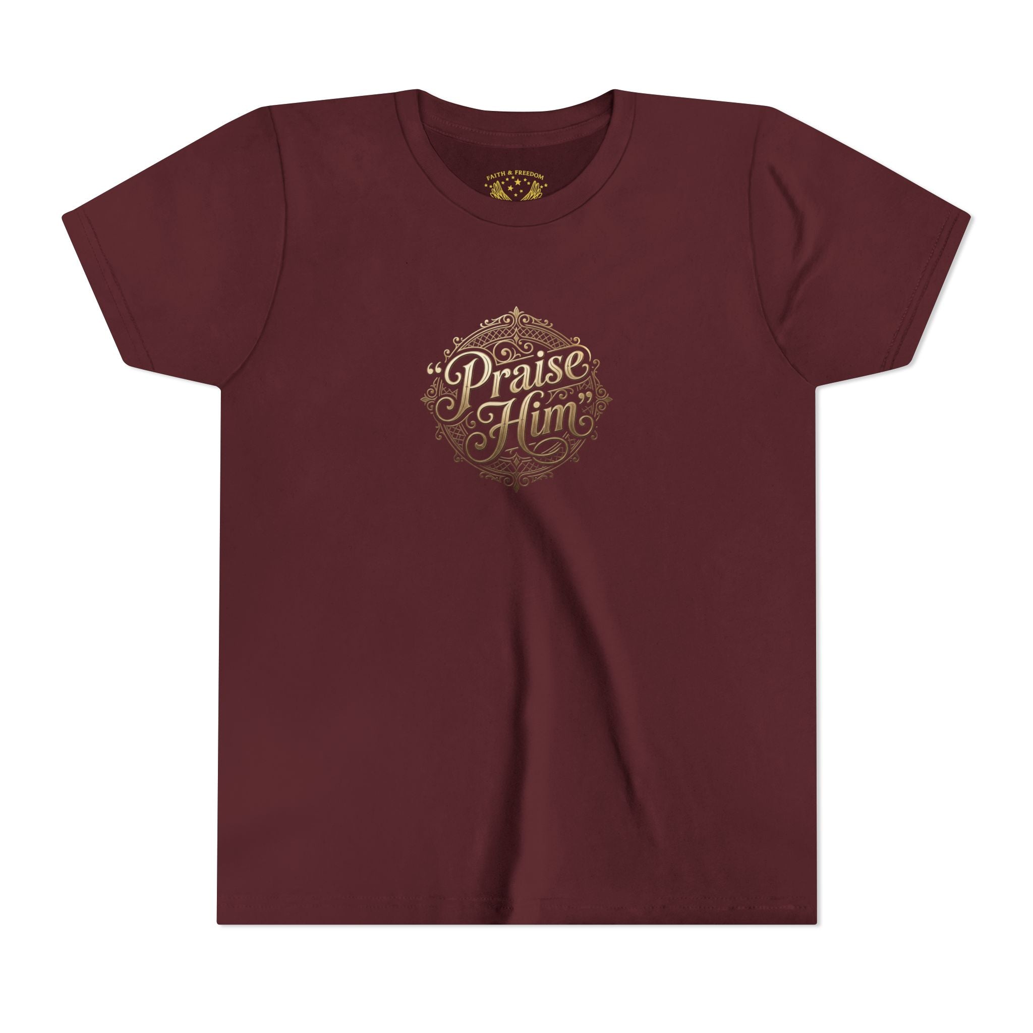 Praise Him Psalms 34:1 Youth T-Shirt | Christian Kids Faith Tee | Inspirational Youth Apparel