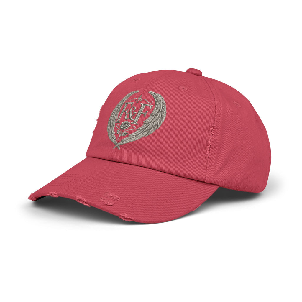 Faith & Freedom Distressed Black Cap | F&F Wing Crest Vintage Hat | Christian Streetwear Cap