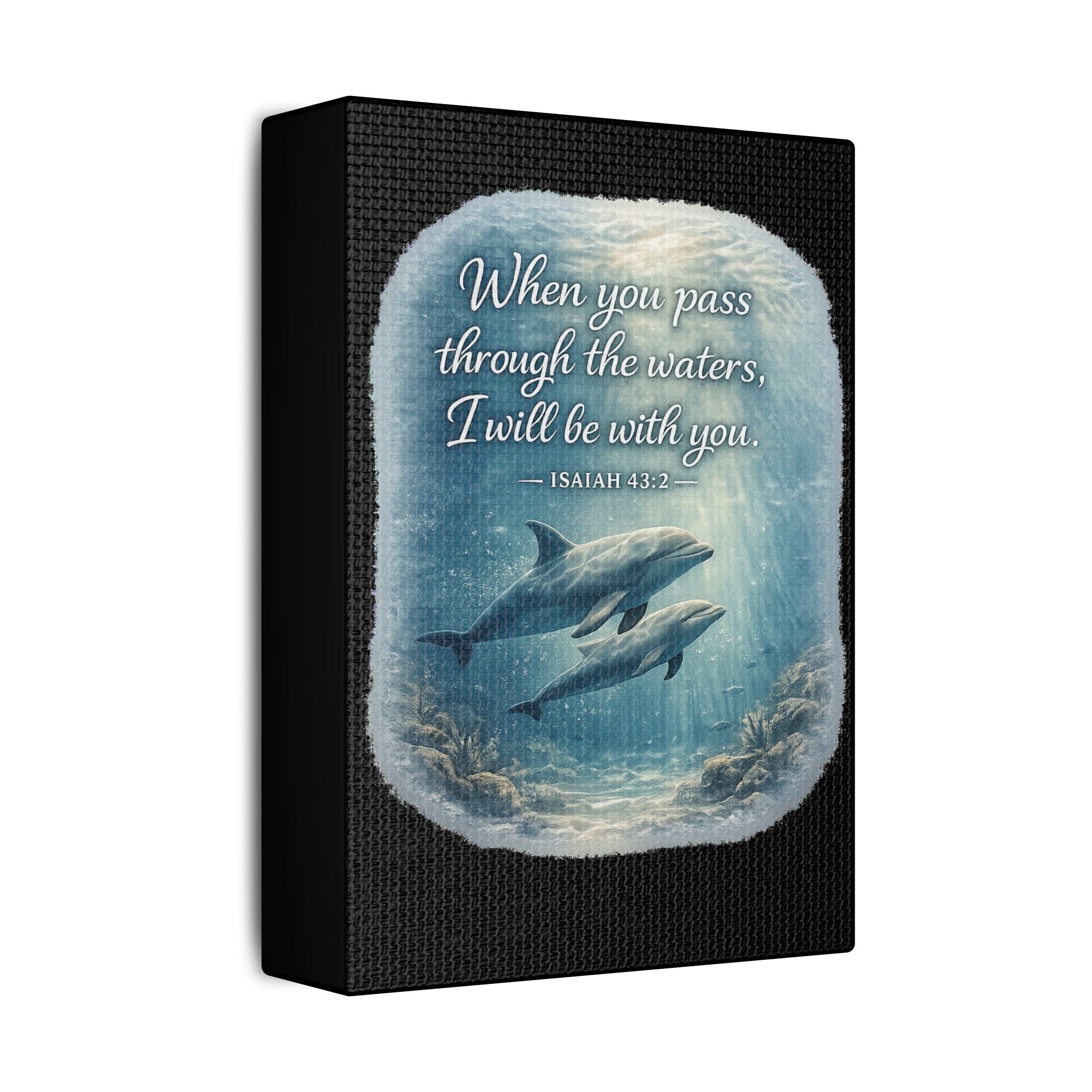 Dolphin Isaiah 43:2 Canvas — Christian Ocean Scripture Wall Art